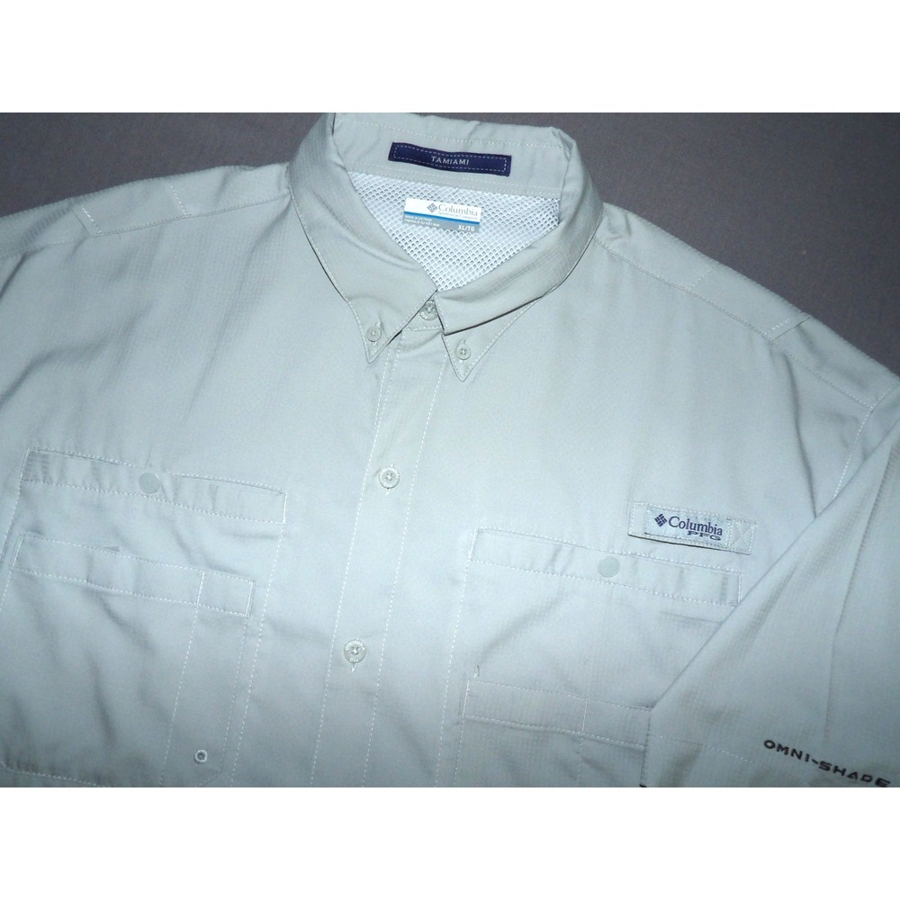 Columbia PFG Omni-Shade TAMIAMI Gray Vented Button Up Shirt Men's XL
